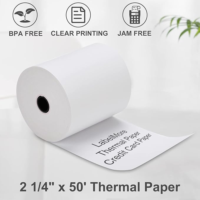 LabelMore 2 1/4" X 50' Thermal Receipt Paper, Credit Card Paper Rolls Thermal, Cash Register Roll, Premium Pos Thermal Printer Paper (400 Rolls)