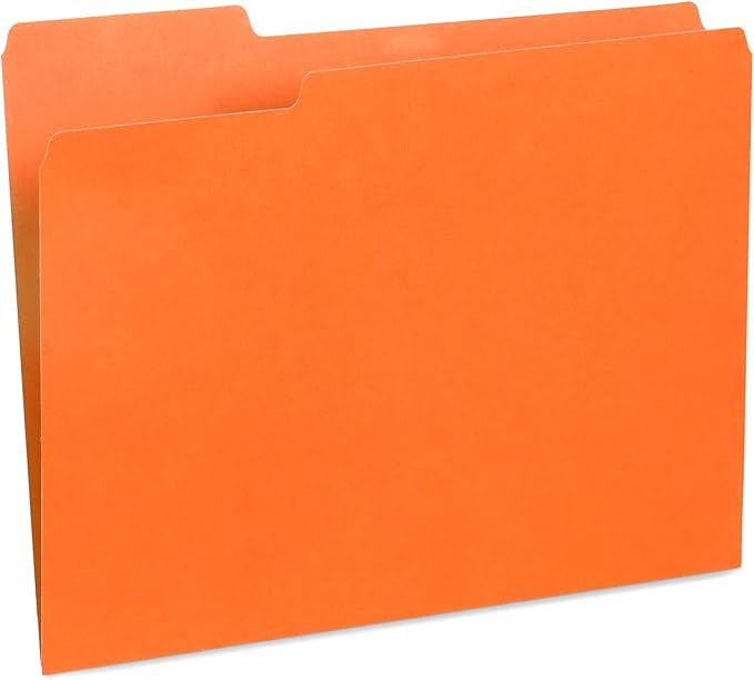 Blue Summit File Folders, Letter Size, 1/3 Tab, Orange, Great for Organizing and Easy File Storage, 200 Per Box