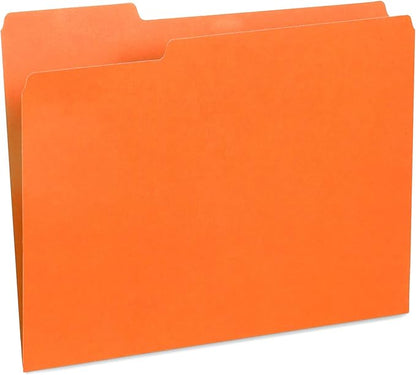 Blue Summit File Folders, Letter Size, 1/3 Tab, Orange, Great for Organizing and Easy File Storage, 200 Per Box