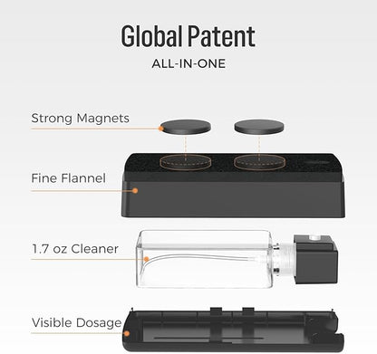 LOUKIN All-in-One Magnetic Dry Erase Eraser (2 Dry Erase Markers Included), Patent Whiteboard Eraser with Whiteboard Cleaner, Glass Board Eraser for Classroom, Home and Office