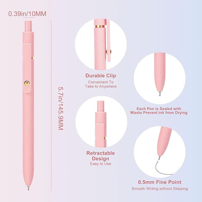 Ddaowanx Colored Gel Pens, 0.5mm Fine Point Retractable,Colorful Pens for Journaling, Teacher Must Haves,Teacher School Supplies, Gifts for Nurse Stockings Stuffers for Women(6Pcs-Aesthetic Colors)