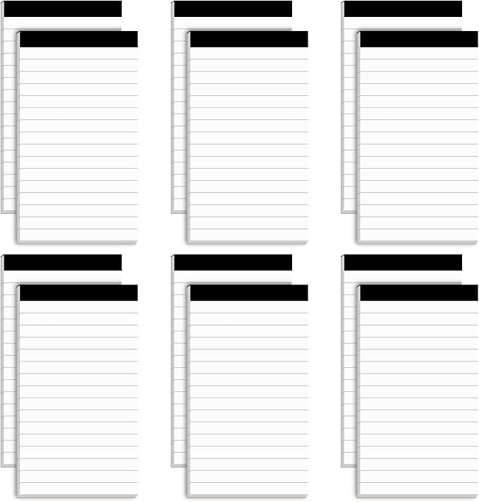 12 Pack Note Pads Refills 3 x 5 Inch Memo Pads Writing Pads, Pocket White Small Notepads Scratch Pads Mini Notebook with 30 Sheets Lined Paper in Each Pad