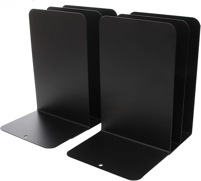 Acrux7 Black Metal Bookends 8.0 X 3.9 X 5.3 Inch, 3 Pairs Heavy Duty Bookends for Shelves, Bookends for Heavy Books, Book Holders for Shelves, Book Ends for Office, Book Stopper for Shelves