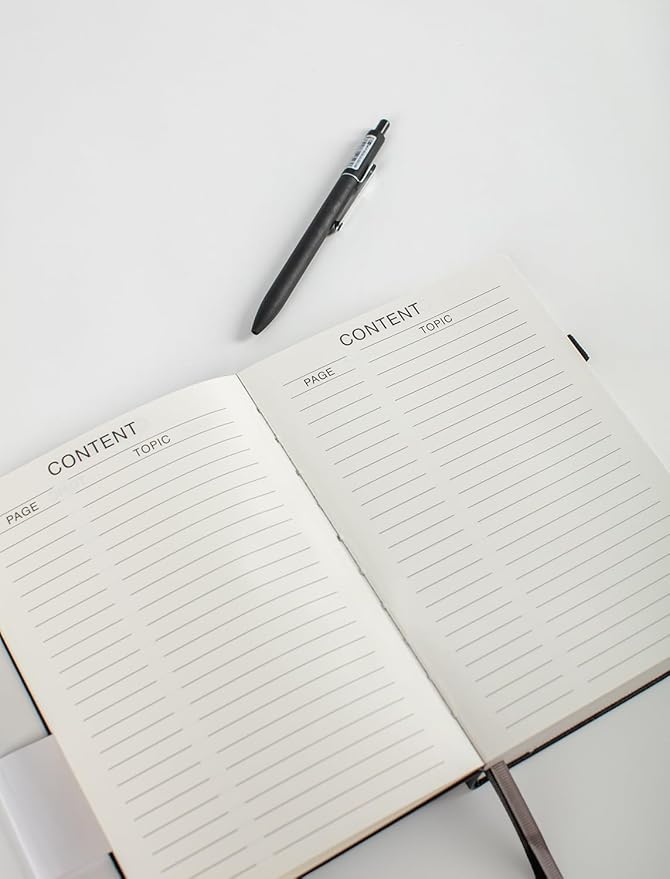 Thick College Ruled Notebook with 366 Numbered Pages, A5 Journals for Writing with 100GSM Lined Paper, Hardcover Leather Notebooks for Women Men School Note Taking Office Work Diary, 5.7"x8.3" Brown