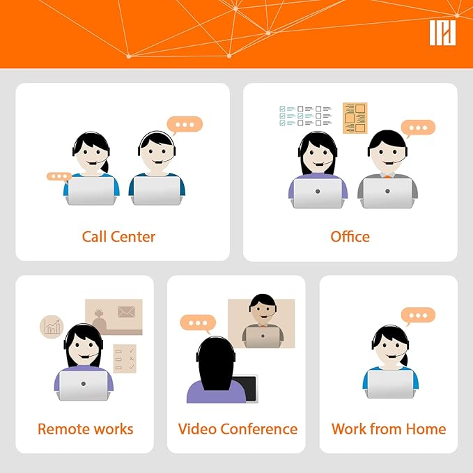 IPD IPH-255 Phone Headset with Noise Cancelling Microhone for Office and Call Center- Comapatible with Polycom VVX,Aastra,Avaya Digital, Nortel, Samsung,Mitel landline Phones