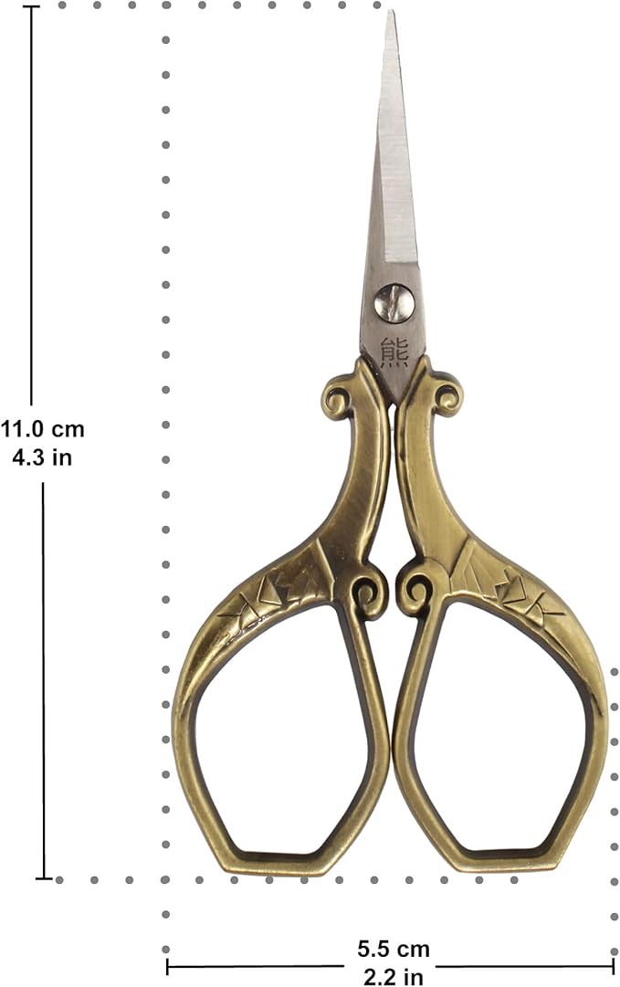 JubileeYarn Chinese Wing & Cloud Embroidery Craft Scissors - Bronze - 10 Scissors