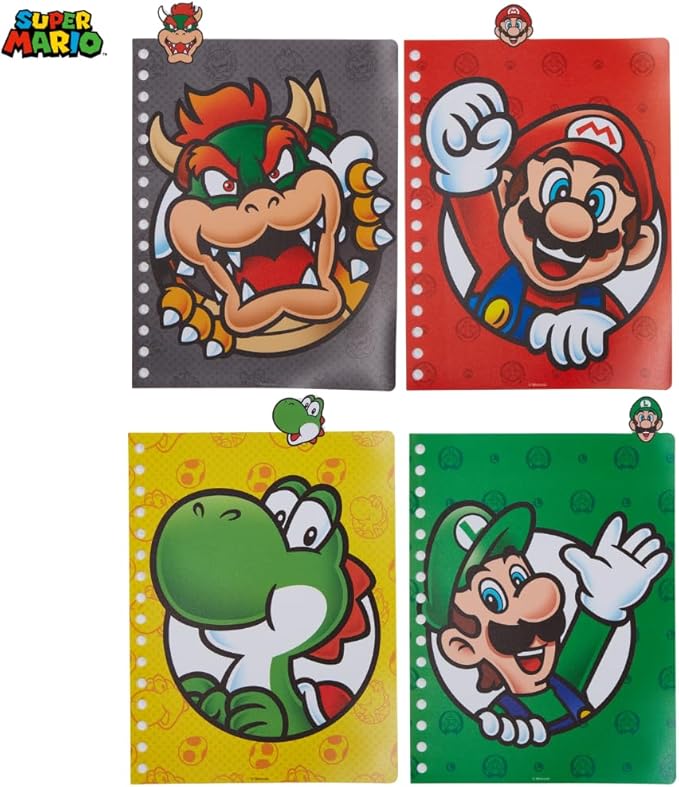 Innovative Designs Super Mario Bros Tab Journal Notebook, Spiral Bound, 96 Lined Pages, 8 x 7 inches