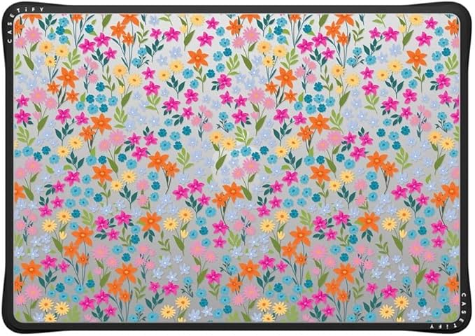 CASETiFY Impact MacBook Air 15" (2023/2024) Case [Enhanced Protective Corner Design/Ventilation Cutouts/Anti-Slip Grip] - Petit Floral Transparent - Clear Black