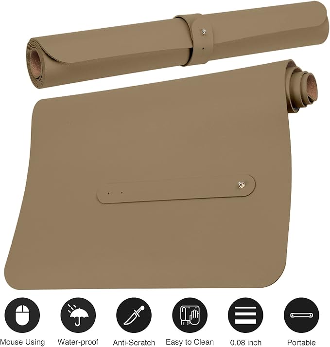 Boutilon Leather Desk Pad 30" x14",Non-Slip Mouse Pad,Office Desk Mat,Waterprooft PU Leather Desk Blotter,Desk Pad Protector,Desk Writing Pad for Home Office Decor (M-Dark Apricot)