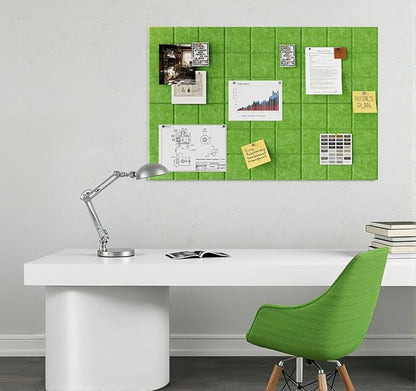 Large Felt Board Tiles for Wall with 30 Push Pins, 11.8"x11.8" Pack of 6 Pin Board Notice Boards for Home Office Kitchen, Bulletin Board Wall Tiles for Photos Memos (Green, 6 Pack)