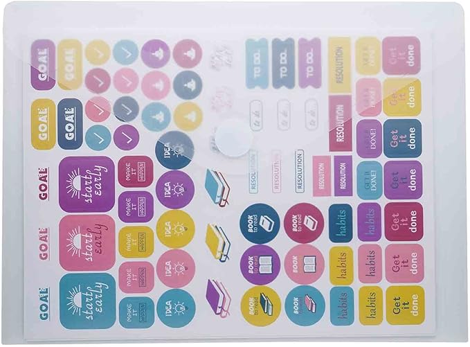 9x7 Clear Plastic Envelopes Hook Loop Closure Receipt Stickers Storage Holder 20 Pack