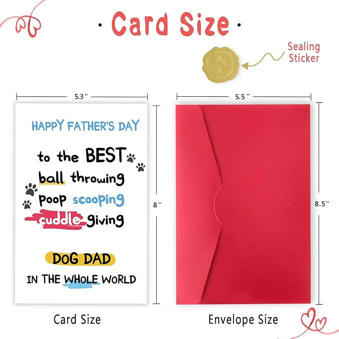 Happy Father's Day Card for Dog Dad, Funny Dog Dad Gifts for Men Him, Best Dog Dad Card, Gifts from Dog, Lovely Dog Dad Father's Day Card from Son Daughter