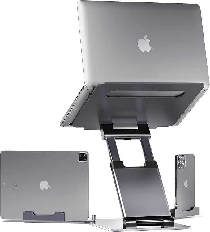 Ergonomic Laptop Stand for Desk, Adjustable Height up to 20", Laptop Riser Computer Pulpit Stand for Laptop, Portable Laptop Stands, Fits MacBook, Laptops 10 15 17 inches Laptop Holder and Laptop Desk