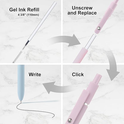 LINFANC Gel Pens, 10 pcs Medium Point 0.7mm, Gradient Color, Black Ink, Retractable Design, Aesthetic Pens for Journaling, School Supplies, Office Supplies