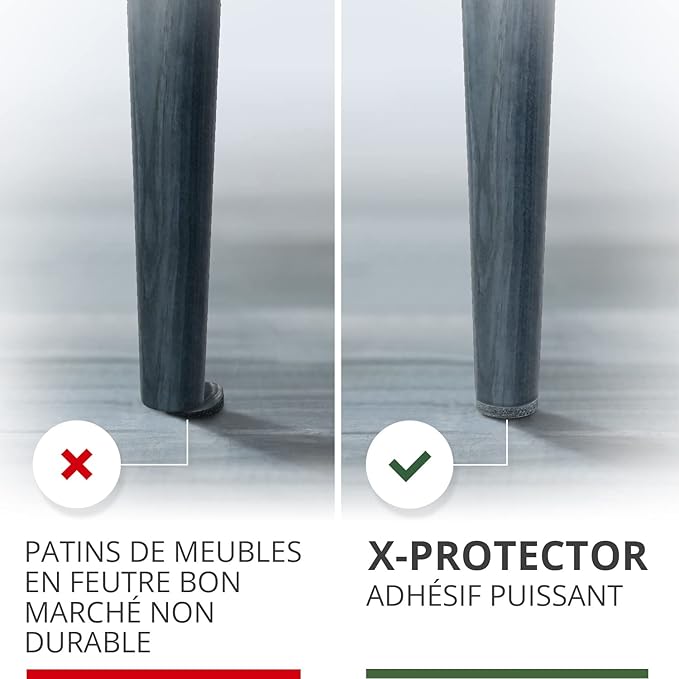 Felt Furniture Pads X-PROTECTOR - 48 Premium Felt Pads Floor Protector - Chair Felts Pads for Furniture Feet Wood Floors - Best Furniture Pads for Hardwood Floors - Protect Your Hard Floors! (Grey)