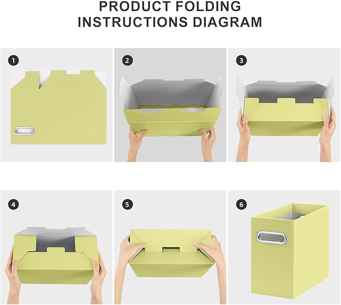 Oterri File Organizer, Small Storage Box, Cardboard File Folder Organizer, Collapsible File Box, Hanging File Organizer for Letter Size, Portable File Box, Only Box (Light Yellow,2 Packs)