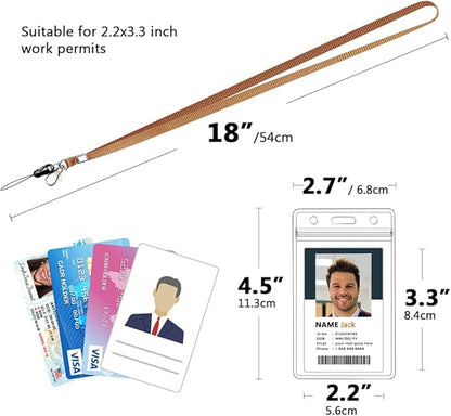 6 Pack Neck Lanyard with ID Badge Holder, Office Strap Lanyards, Stainless Metal Swivel Hook for Name Tag, Badge Holders, Keychains, Card, Brown