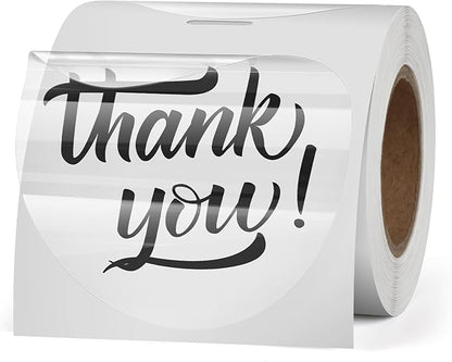 Transparent Thermal Labels Round 3 Inch Self Adhesive Circle Clear Printer Stickers Vinyl Waterproof Roll Decals Name Tag for Address Design DIY Logo Business 200 PCS