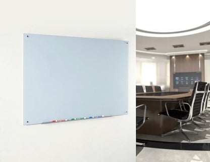 Audio-Visual Direct Magnetic White Glass Dry-Erase Board Set - 40" x 30" - Includes Magnets, Hardware & Marker Tray