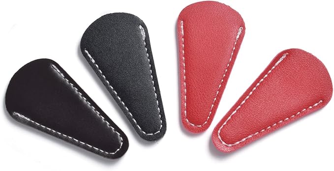 6 Pieces Scissors Sheath Safety Leather Scissors Cover Protector Colorful Sewing Scissor Sheath Portable Eyebrow Trimming Beauty Tool Protection Cover Collect Bags (Coffee, Red and Black)