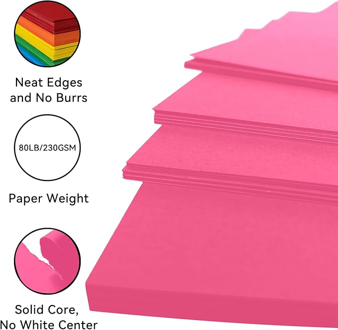 25Sheets Dark Pink Cardstock Paper, 8.5 x 11 Card stock for Cricut, Thick Construction Paper for Card Making, Scrapbooking, Craft 90 lb / 250 gsm (Dark Pink)
