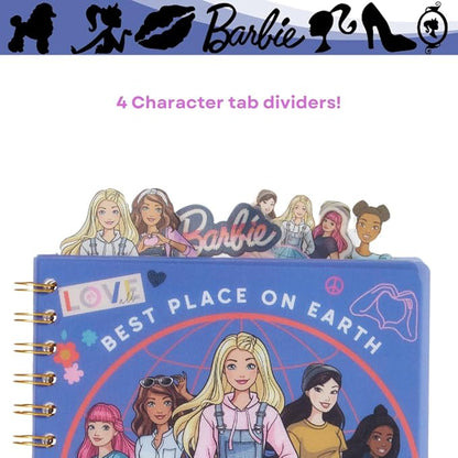 Innovative Designs Barbie Tab Journal Notebook, Spiral Bound, 96 Lined Pages, 8 x 7 inches, Purple