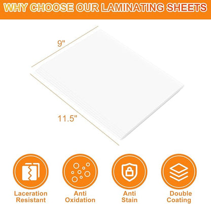 CAREGY Thermal Laminating Pouches, 300 Pack Laminating Sheets, 3 Mil, 9 x 11.5 Inches Lamination Sheet Paper for Laminator, Clear, Letter Size, Office and School Supplies