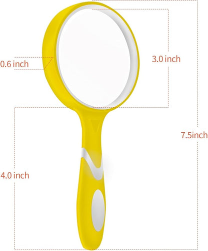 3 Pack Magnifying Glass for Kids, 10X 75mm Magnifying Glass with Non-Slip Rubber Handle, Suitable for Reading Newspapers,Insects,Suitable for Seniors and Kids