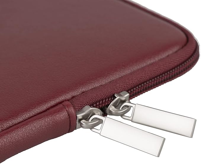 RAINYEAR 11 Inch Laptop Sleeve Soft PU Leather Case Protective Water Resistant Zipper Cover Padded Carrying Bag Compatible with 11.6'' MacBook Air Surface for 11" Chromebook Notebook Computer (Red)