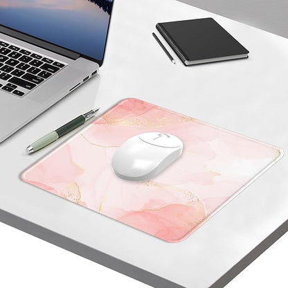 eulps Mouse Pad with Stitched Edge, Multiple Patterns Computer Mouse Pads with Non-Slip Rubber Base, Washable Cloth Mousepad, for Gaming, Laptop, PC (Blush Gold)