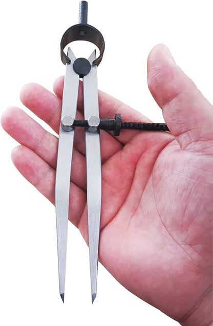 ZLKSKER 6 Inch Adjustable Lockable Steel Divider Wing Leather Compass