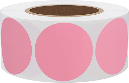 Hybsk 1.5 inch Circle Color Direct Thermal Stickers Shipping Labels for Barcodes,Name Tag,DIY Logo Design,Inventory– Compatible with Zebra,Rollo,Munbyn,and More-1000 pcs (1.5 inch,Pink)
