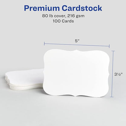 Avery Postcards with Flourish Edges and Sure Feed Technology, 3.5" x 5", Matte White, 100 Cards Total, Laser/Inkjet Printable Cards (5627)