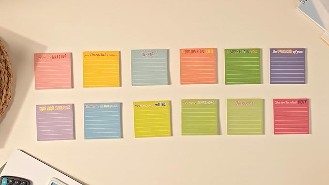 Yinder 24 Pcs Employee Appreciation Sticky Notes Thank You Gifts Bulk Note Pads with Sayings Teacher Gift Mini Pocket Inspirational Notepads for Coworker Office Supply 3 x 3''(Pastel,Thanks)