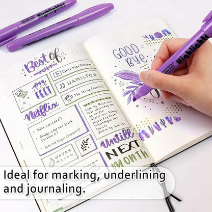 Shuttle Art Highlighters, 30 Pack Purple Highlighters Bright Colors, Chisel Tip Dry-Quickly Non-Toxic Highlighter Markers for Adults Kids Highlighting in Home School Office