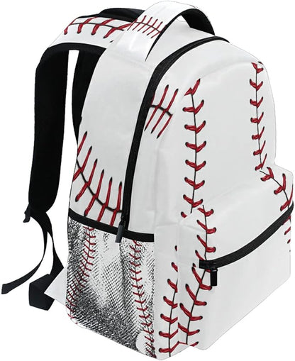 AUUXVA Sports Baseball Print School Backpack for Girls Boys Kids Laptop Backpack Travel Camping Daypack