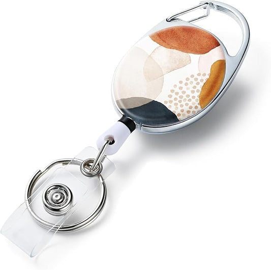 Badge Reels Retractable，Double Sided Color Print Pattern Retractable Badge Holders，with Retractable Keychain, Badge Clip and Key Ring，Durable Nylon Retractable Rope