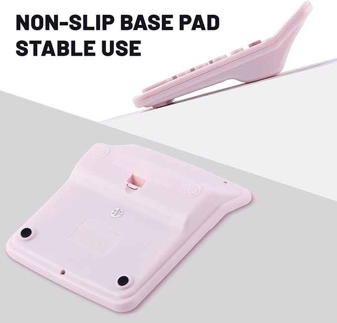 Golcellia Calculators Desktop, Pink Calculator, Cute Calculator 12 Digit Desk Calculator Large Display, Dual Power Solar Battery, Office Home School Supplies for Adults & Students