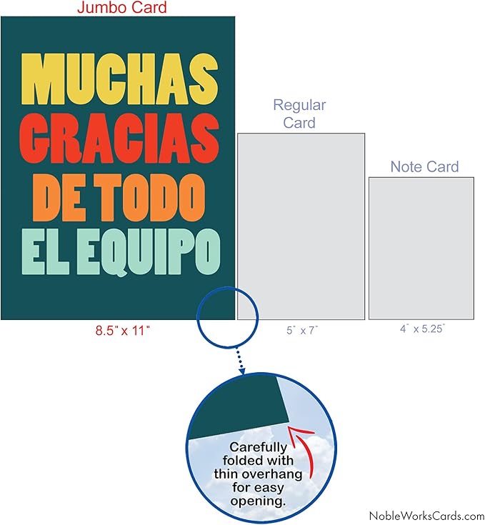 NobleWorks - Large Group Thank You Card in Spanish (8.5 x 11 Inch) Gratitude, Appreciation Gift - Big Thanks From The Team-Spanish J6884TYG-SL-US