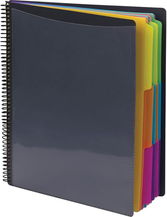 Smead Project Organizer, 24 Pockets, Grey with Assorted Bright Tabs, Tear Resistant Poly, 1/3-Cut Tabs, Letter Size (89206)