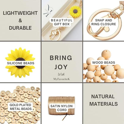 Flower Teacher Lanyards ID Badge and Key Chain, Cute Silicone Beads Lanyard for Women Nurse Work Student (Sunflower)