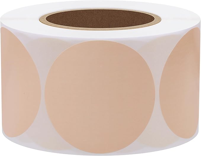 Hybsk 2 inch Circle Color Direct Thermal Stickers Shipping Labels for Barcodes,Name Tag,DIY Logo Design,QR Code,Inventory– Compatible with Zebra,Rollo,Munbyn,and More-750 pcs (2 inch,Khaki)