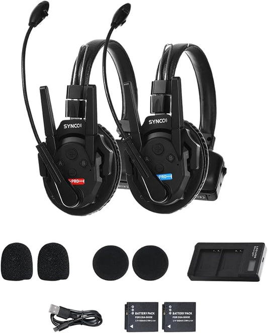 SYNCO XTALK XPro2 X2 Wireless Intercom Headset System 2.4 GHz Full Duplex 1640feet/500 Meter Communication System for Live Show Stage Performance Movie Shoot (XPro2/2 Persons)