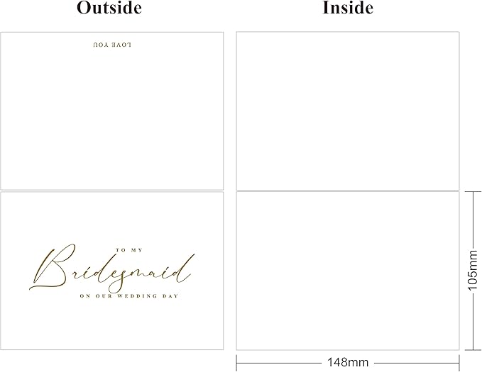 LADY&HOME To My Bridesmaid On My Wedding Day Card,Bridesmaid Thank You Card Wedding Day Bridesmaid Proposal (Gold Foil,Bridesmaid)