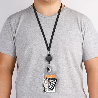 6 Pack Retractable Badge Lanyards and ID Badge Holder, Strap Lanyard with Swivel Metal Clasp for Badge Holders, Keychains, Offices, Staff, Students, Employees, Multi-Color