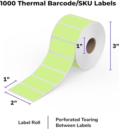 Rollo Direct Thermal 2x1 Sticker Labels - Roll of 1,000 Yellow Thermal Labels - Multi-Purpose Thermal Printer Stickers