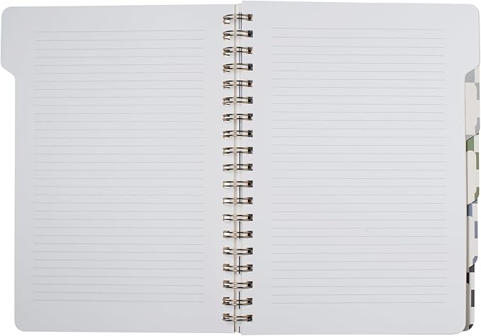 Fringe Studio Large Tab Notebook,Neutral Checks, Flexible Paperback Cover, 5 Subject/Die-Cut Dividers, 7.25" X 10", 180 Lined Pages, Multicolor (343PA002FSC)