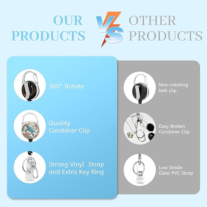 Lanyards for Id Badges, Sea Turtle Badge Holder with Retractable Reel Clip, Work Name Tags Keychain Lanyard ID Card Protector Cover Case for Women Teacher Nurse Nursing Doctor Office