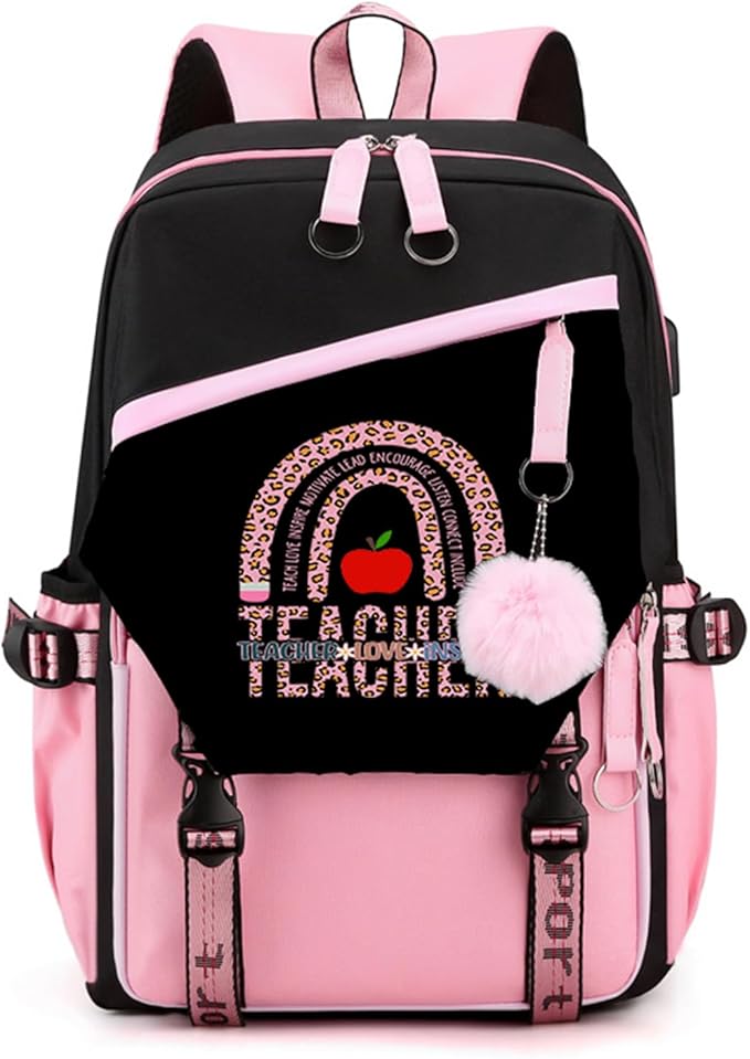 Teacher Backpack for Women,16.5 Inch Laptop Backpack With USB Charging Port Large Capacity Travel Backpack,Pink (Teacher Backpack, One Size)