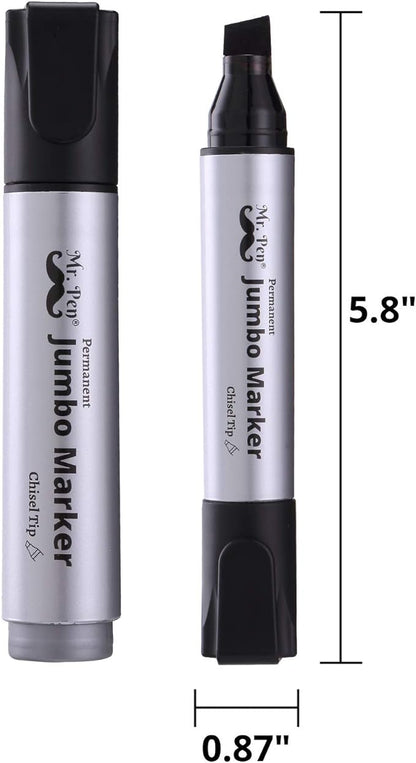Mr. Pen- Jumbo Permanent Markers, 4 Pack, Assorted Color, Chisel Tip, Large, King, Color Permanent Markers Set, Huge Poster Markers